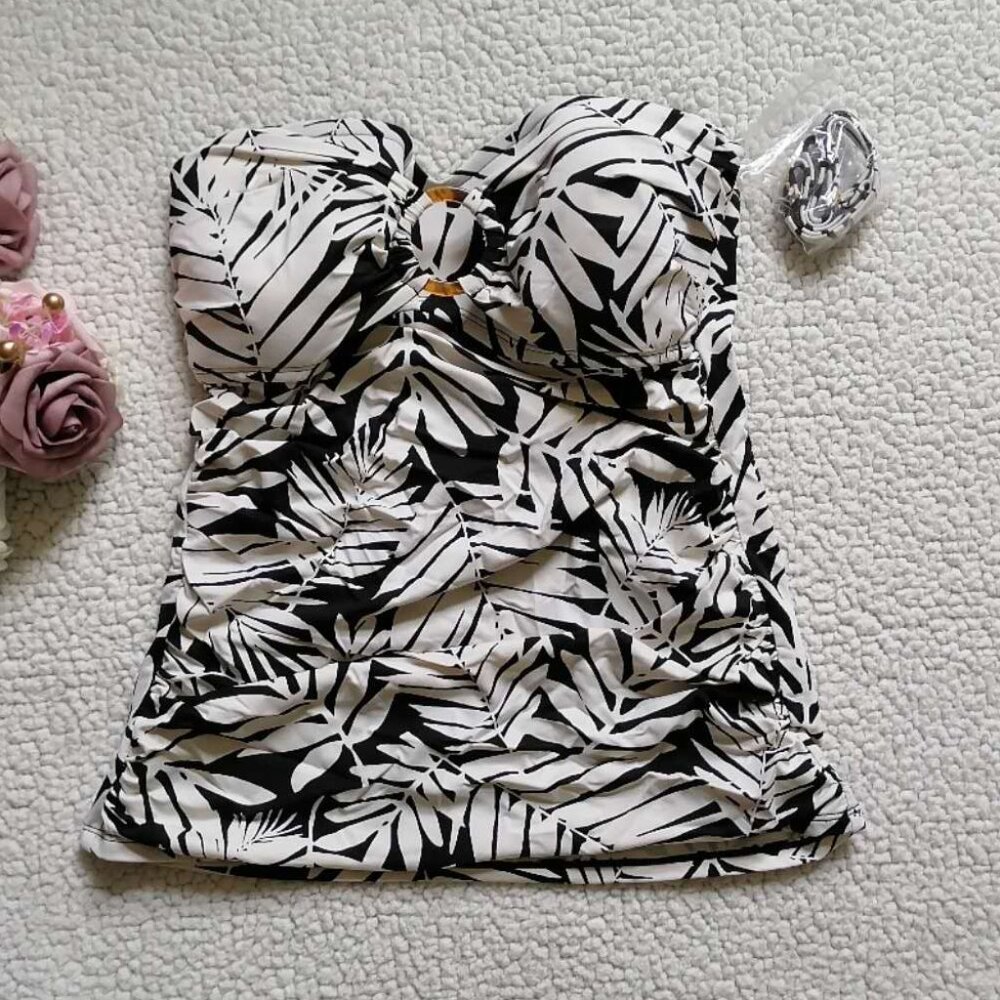 Bleu Rod Beattie Women’s Draped Front Bandeau Tankini Top In Black, Size 6